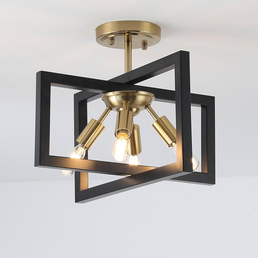 Minyuco Semi-Flush Mount Ceiling Light - Modern Industrial